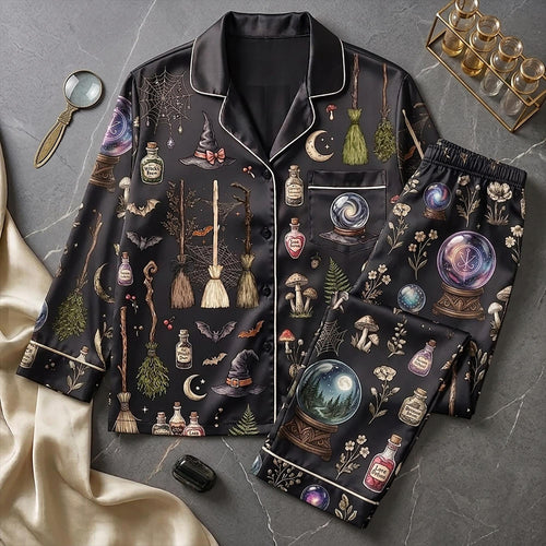 A Girl Gotta Have Options PJ Set, Aesthetic Witchy Broomstick Loungewear, Beautiful Spooky Season Gift For Her