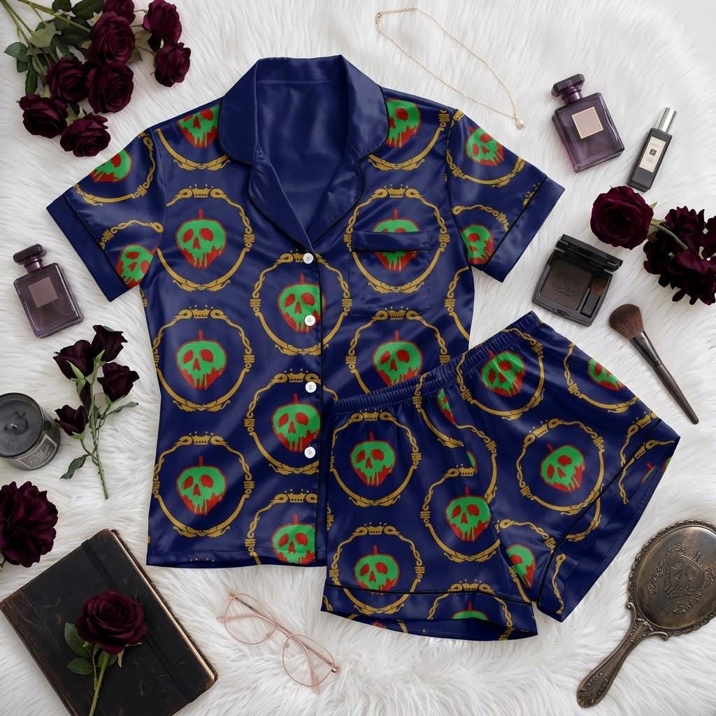 Wicked Disney Villains Pajamas, Iconic Bad Guy Nightwear Inspired By Spooky Gift Wrap, Dark Fantasy Sleep Outfit, Halloween Bedtime Look