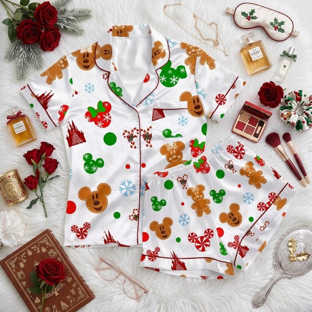 Sweeten The Holidays With Mickey Minnie Disney Pajamas, Gingerbread Candy And Castle Nightwear, Magical Christmas Sleep Outfit