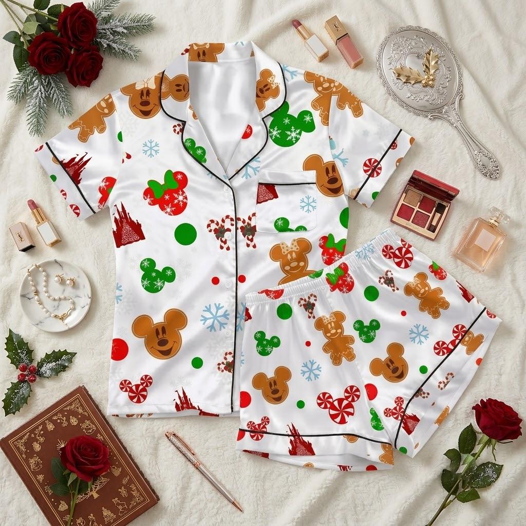 Sweeten The Holidays With Mickey Minnie Disney Pajamas, Gingerbread Candy And Castle Nightwear, Magical Christmas Sleep Outfit