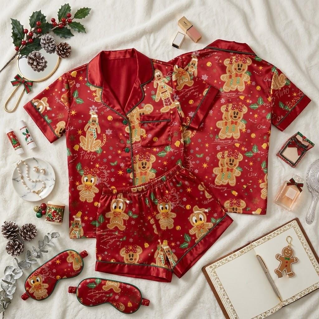 Mickey and Friends Share A Gingerbread Christmas, Disney Pajamas, Holiday Character Nightwear, Sweet Seasonal Sleep Outfit