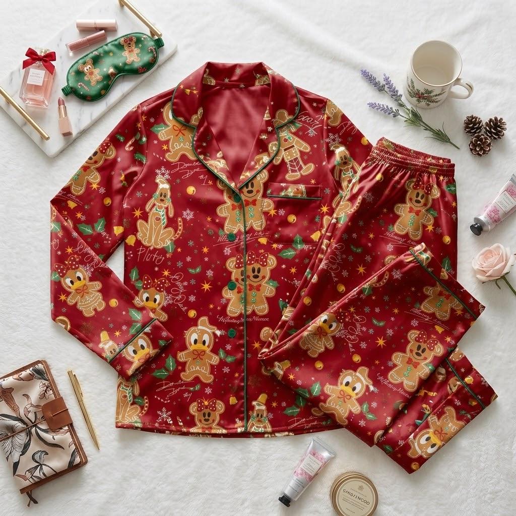 Mickey and Friends Share A Gingerbread Christmas, Disney Pajamas, Holiday Character Nightwear, Sweet Seasonal Sleep Outfit