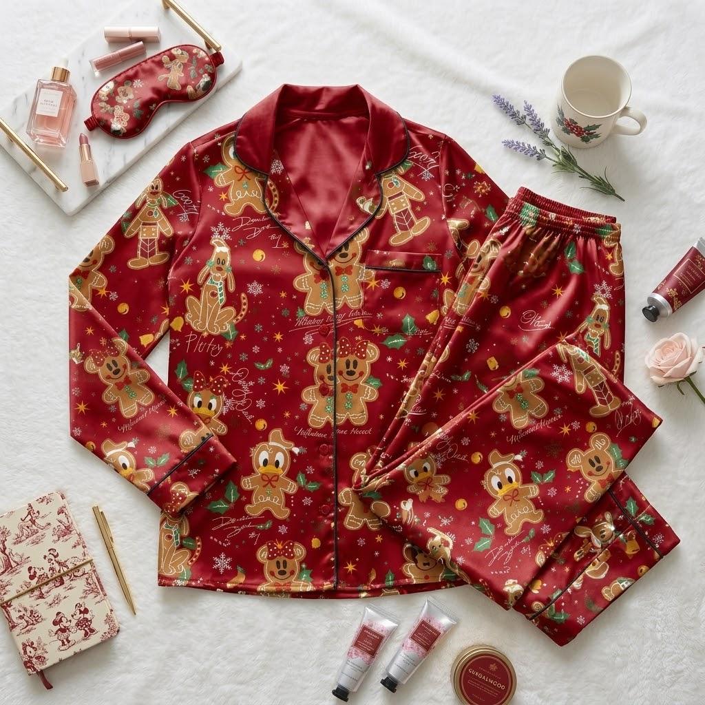 Mickey and Friends Share A Gingerbread Christmas, Disney Pajamas, Holiday Character Nightwear, Sweet Seasonal Sleep Outfit