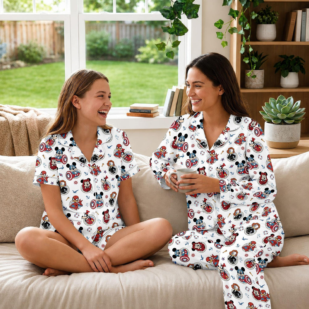 Mickey and Friends Pajamas, Marvel Superhero Pjs, Disney Cartoon Sleepwear, Avengers Women Loungewear, Holiday Pajamas Gift