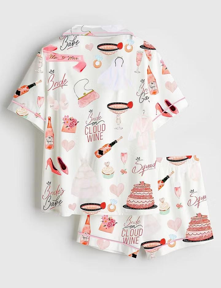 On Cloud Wine Satin Pajama Set, Whimsical Bride Silky Sleepwear, Wine Theme Bachelorette Pjs, Bridal Shower Gift, Getting Ready Outfit