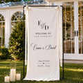 Fabric Wedding Welcome Sign, Personalized Linen Wedding Banner, Custom Name Date Ceremony Sign, Modern Boho Reception Backdrop