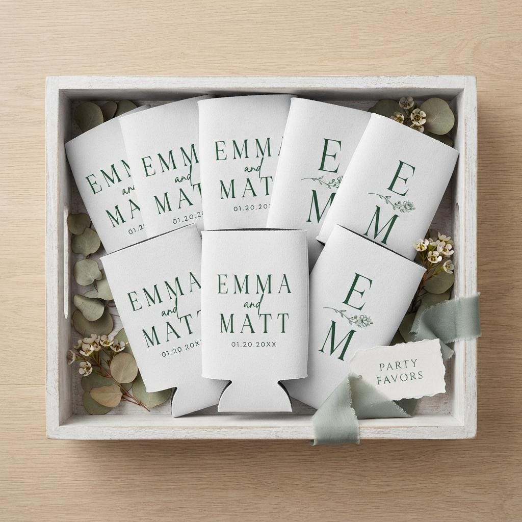 Custom Wedding Slim Can Coolers, Personalized Wedding Favors, Wedding Guest Gifts, Custom Slim Can Favors, Personalized Wedding Party