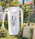 Personalized Marriage Logo Entrance Display | Lace Cotton Linen Wedding Welcome Sign | Boho Hanging Backdrop