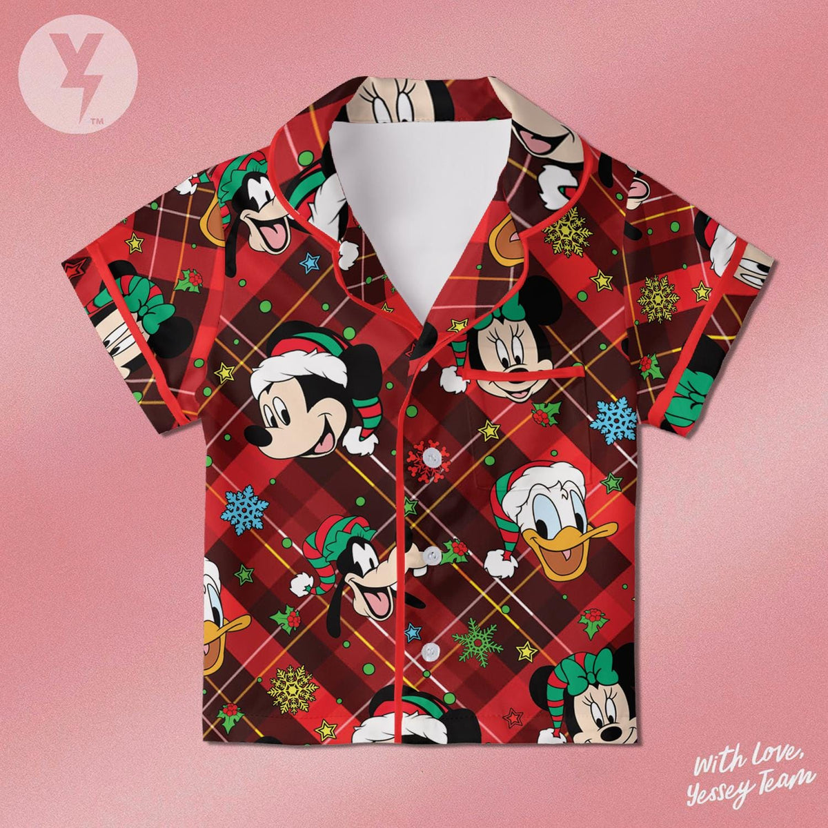 Mickey And Friends Christmas Pajamas Satin, Mickey's Very Merry Christmas Party, Disney Character Sleepwear, Family Matching Pajamas