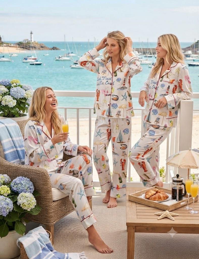 Lobster Bridal Pajamas Set, Last Toast On The Coast Pjs, Beach Bridesmaid Pajamas, Nautical Bachelorette