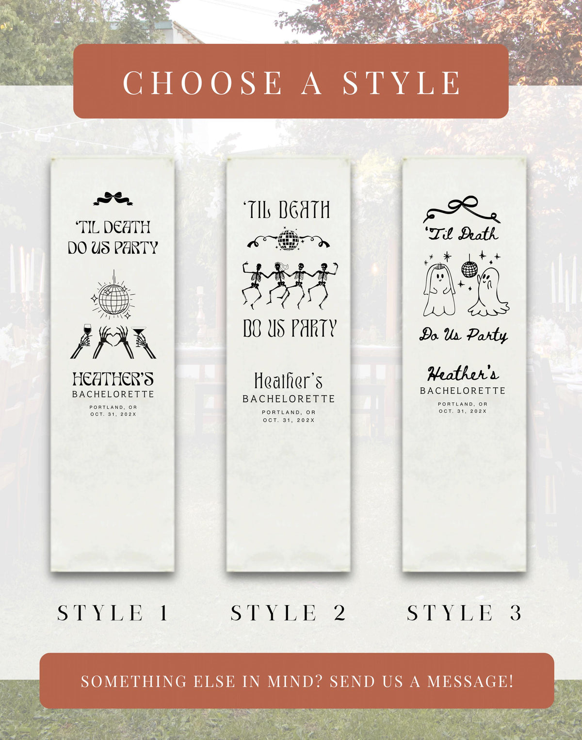 Til Death Do Us Party Linen Bridal Shower Banner, Halloween Bachelorette Party Vertical Welcome Sign, Gothic Fall Fabric Engagement Decor