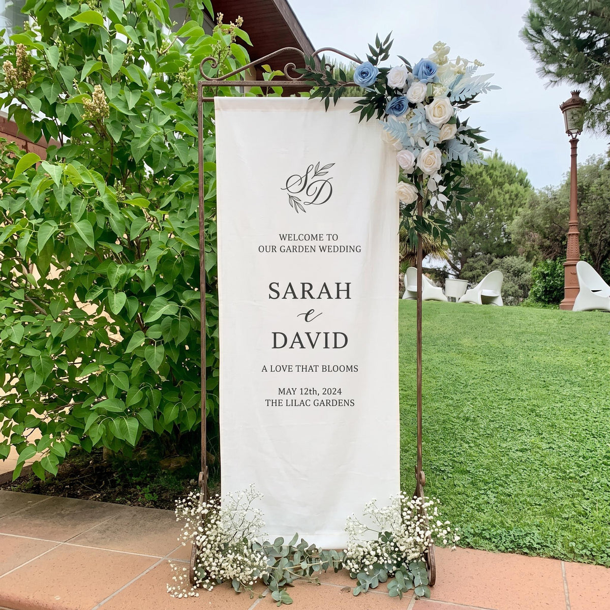 Personalized Linen Wedding Welcome Sign, Custom Fabric Wedding Banner, Modern Wedding Welcome Sign, Boho Ceremony Decor,Outdoor Wedding Sign