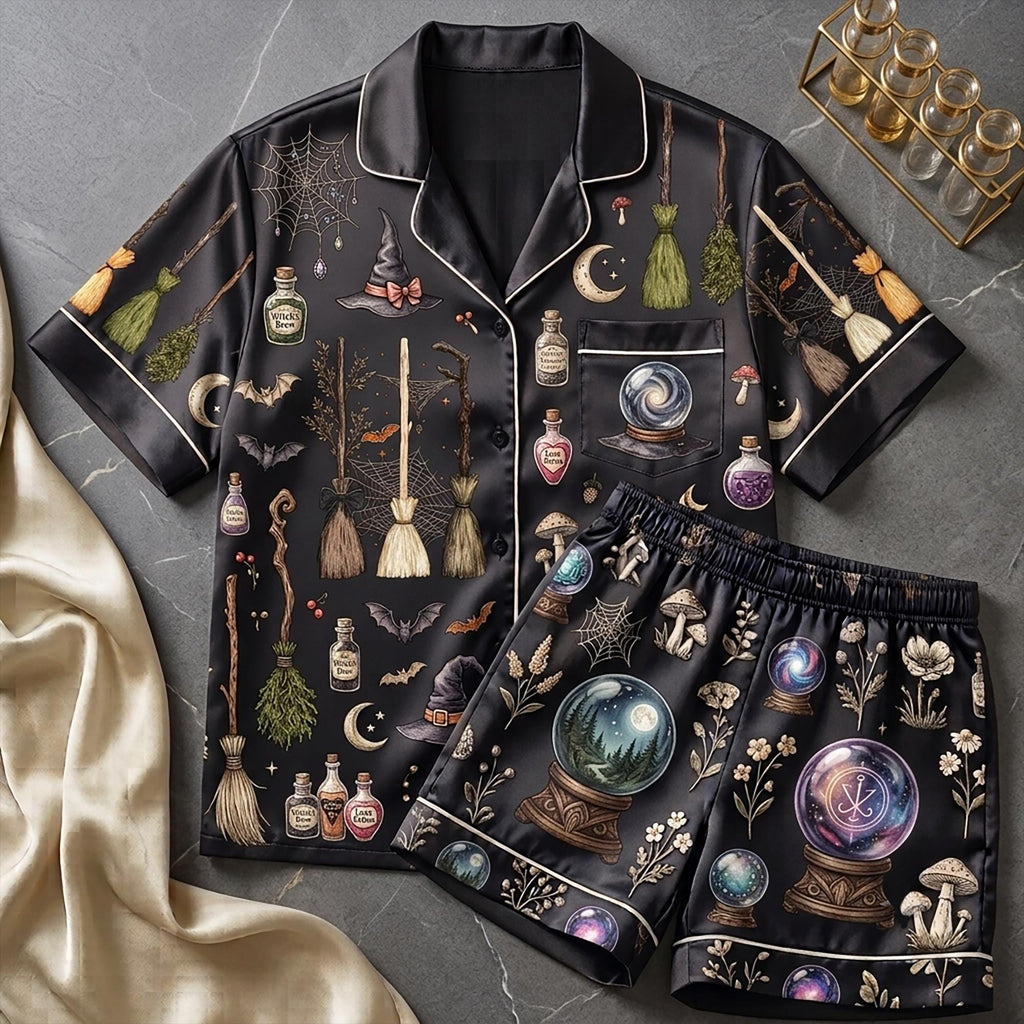 A Girl Gotta Have Options PJ Set, Aesthetic Witchy Broomstick Loungewear, Beautiful Spooky Season Gift For Her